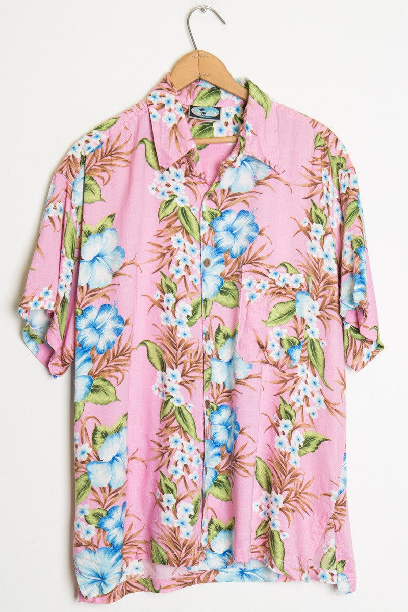 Pink and Blue Hawaiian Shirt