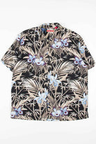 Blue & Black Contrast Tropical Floral Hawaiian Shirt
