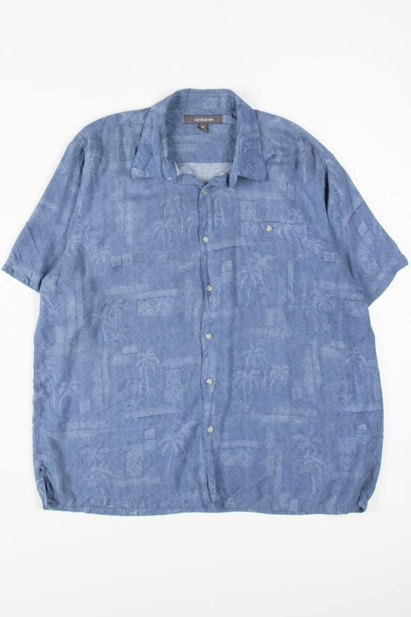 Blue Faded Palm Tree Hawaiian Shirt