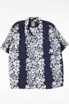 Blue Hibiscus Stripe Hawaiian Shirt