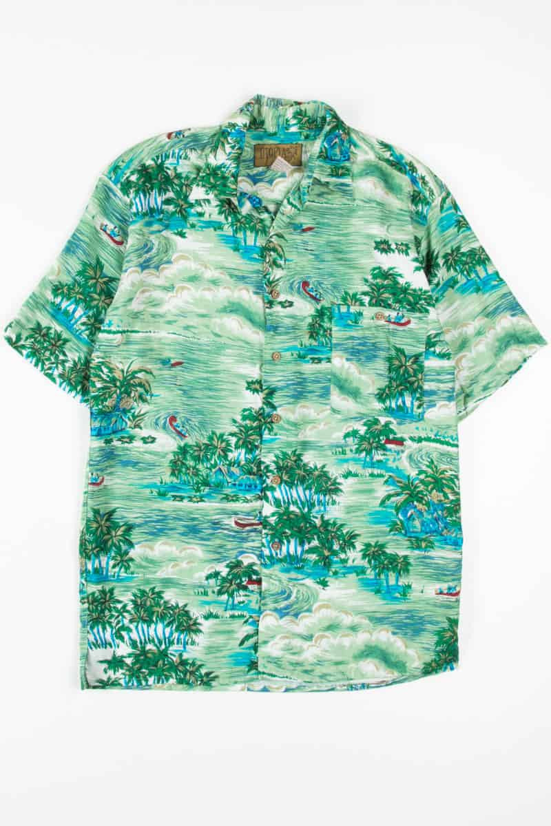 Green Ocean Boating Hawaiian Shirt