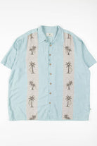 Mint Palm Tree Bowling Striped Hawaiian Shirt