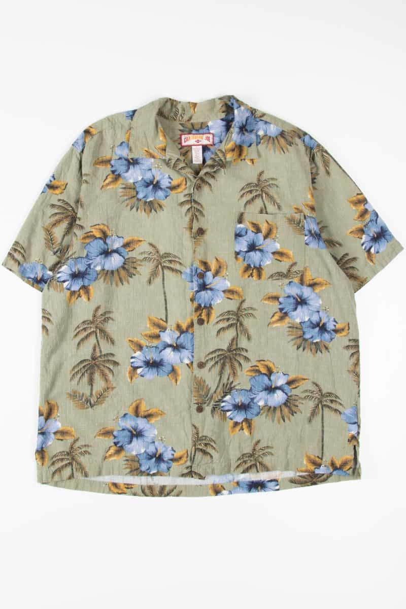 Olive Hibiscus Hawaiian Shirt 1