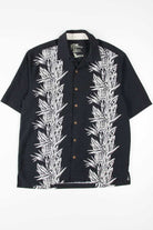 Black & White Flora Bowling Stripes Hawaiian Shirt