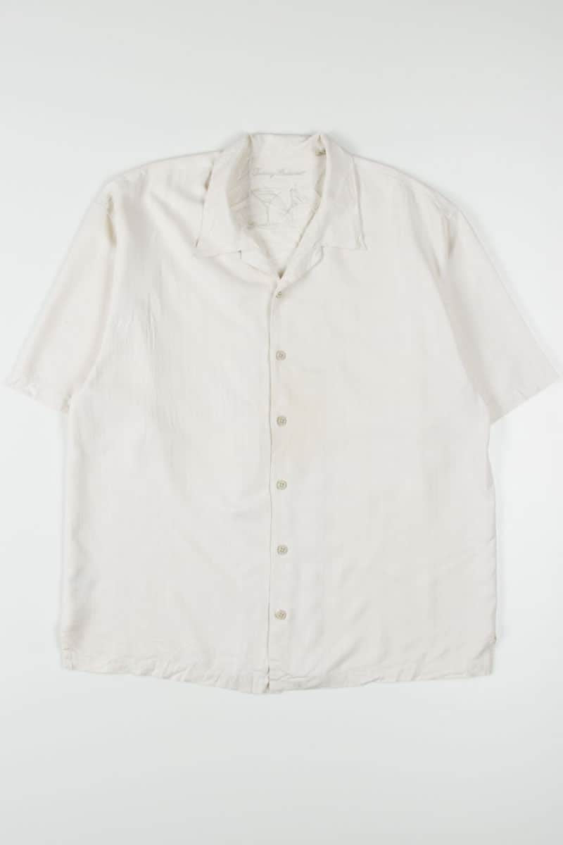 Cream Striped Tommy Bahama Hawaiian Shirt