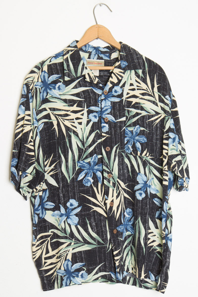 Black and Blue Vintage Hawaiian Shirt