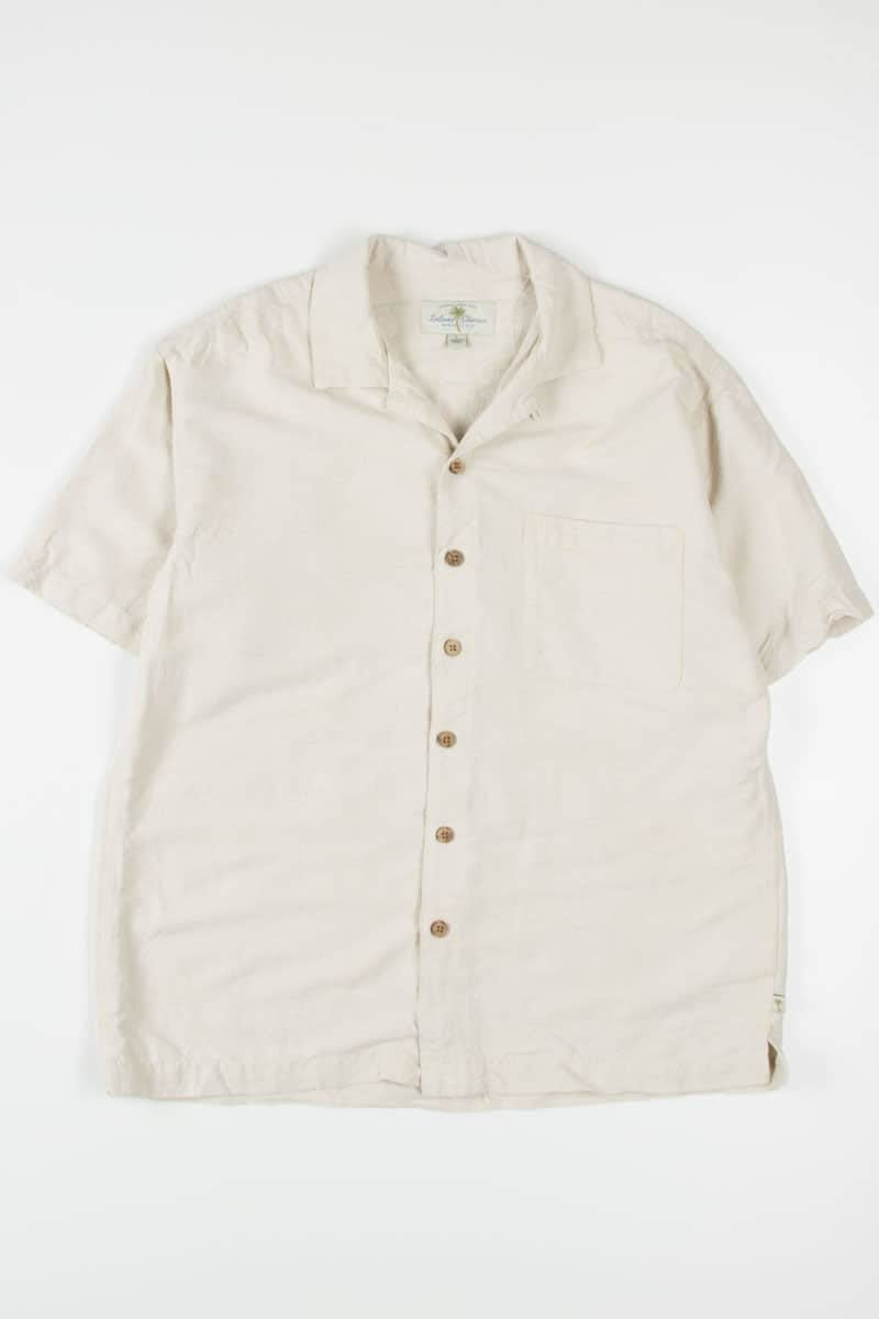 Cream Textured Leaves Hawaiian Shirt