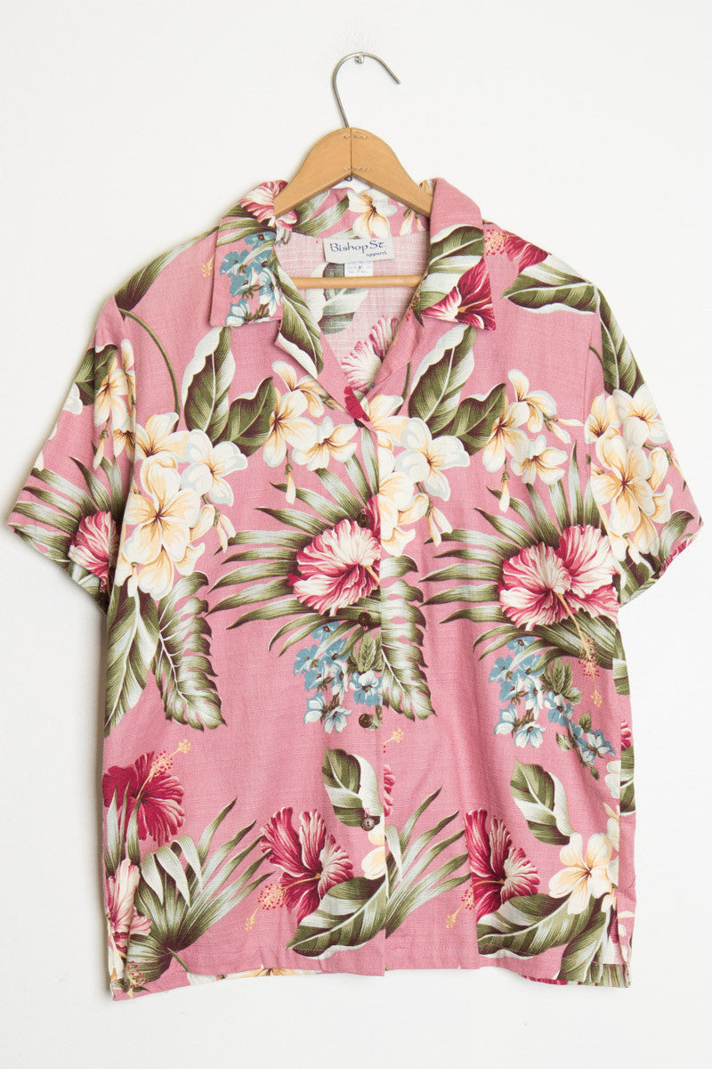 Pink Floral Vintage Hawaiian Shirt