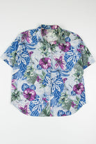 Blue Abstract Floral Vintage Hawaiian Shirt