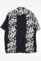 Black Hibiscus Bowling Pattern Hawaiian Shirt