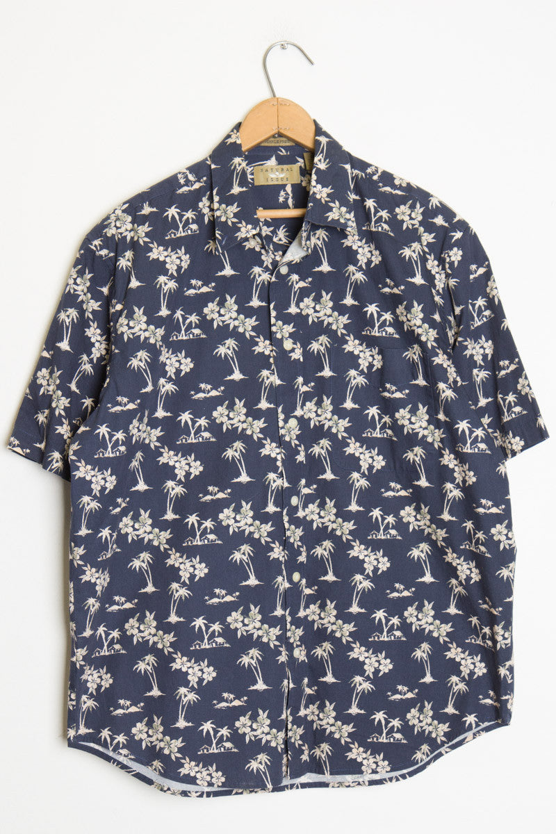 Blue Mini Beach Vintage Hawaiian Shirt