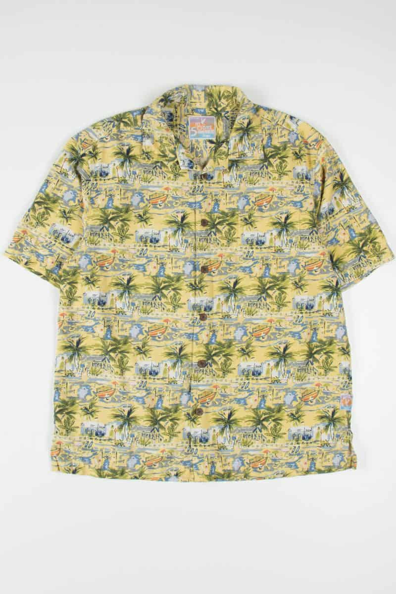 Yellow Beach Life Silk Hawaiian Shirt