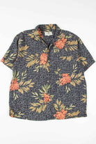 Black Ornamental Peony Hawaiian Shirt