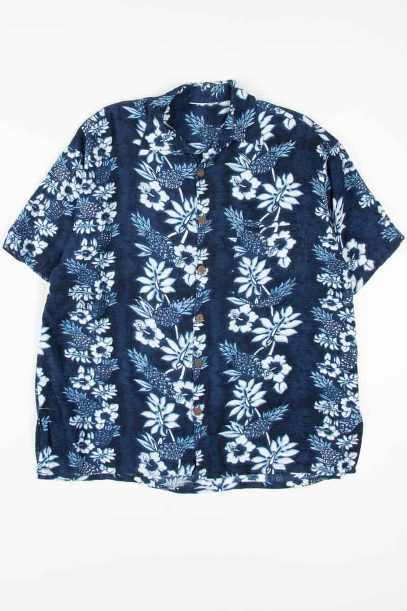 Blue Pineapple Hibiscus Hawaiian Shirt