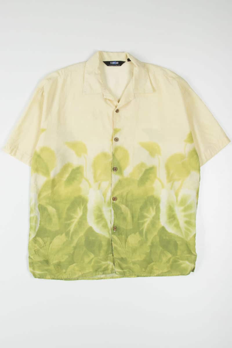 Large Watercolor Leaf Hawaiian Shirt