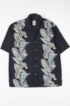 Black Leaves Bowling Stripe Hawaiian Shirt