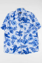 Blue Floral Print Hawaiian Shirt