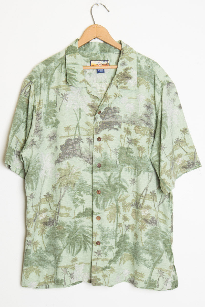 Green Palm Tree Vintage Hawaiian Shirt