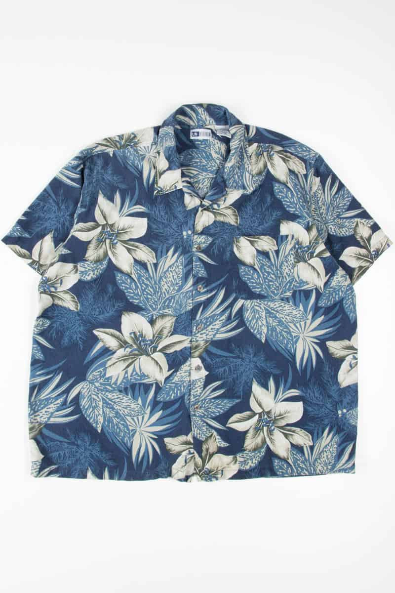 Blue Tropical Floral Hawaiian Shirt