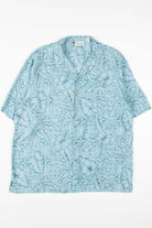 Blue Abstract Leaf Print Hawaiian Shirt