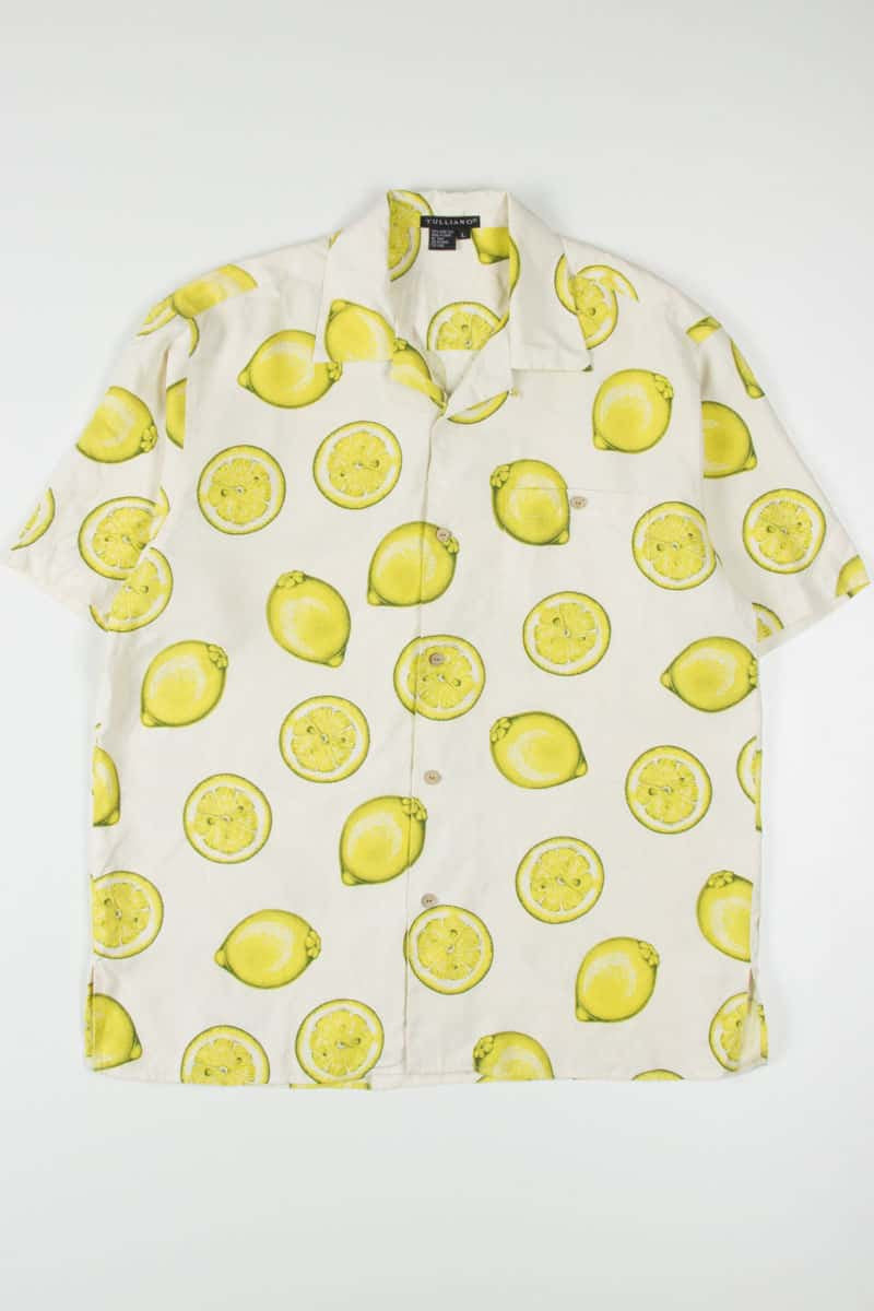 Sliced Limes Silk Hawaiian Shirt