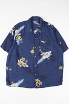 Navy Large Flowers Hawaiian Shirt
