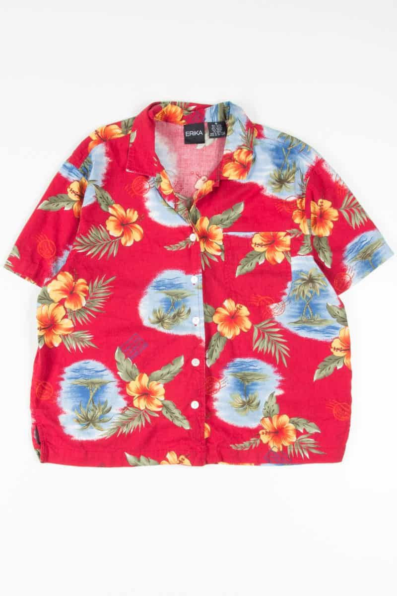 Red Hibiscus Hawaiian Shirt 1