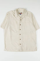 Cream Bamboo Print Silk Hawaiian Shirt