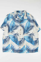 Cream & Blue Leaves Hawaiian Shirt
