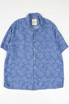 Blue Blocked Leaf Hawaiian Shirt