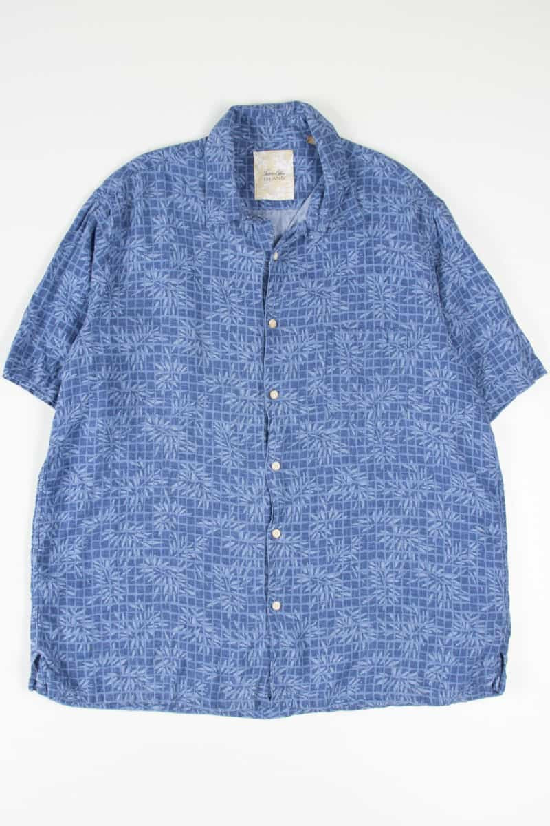 Blue Blocked Leaf Hawaiian Shirt