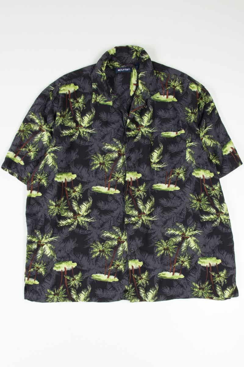 Black & Green Palm Trees Hawaiian Shirt