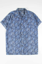 Blue Leaf Print Hawaiian Shirt 1
