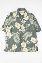 Large Olive Hibiscus Print Hawaiian Shirt