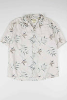 Textured Leave Print Silk Hawaiian Shirt