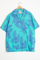 Teal and Purple Vintage Hawaiian Shirt