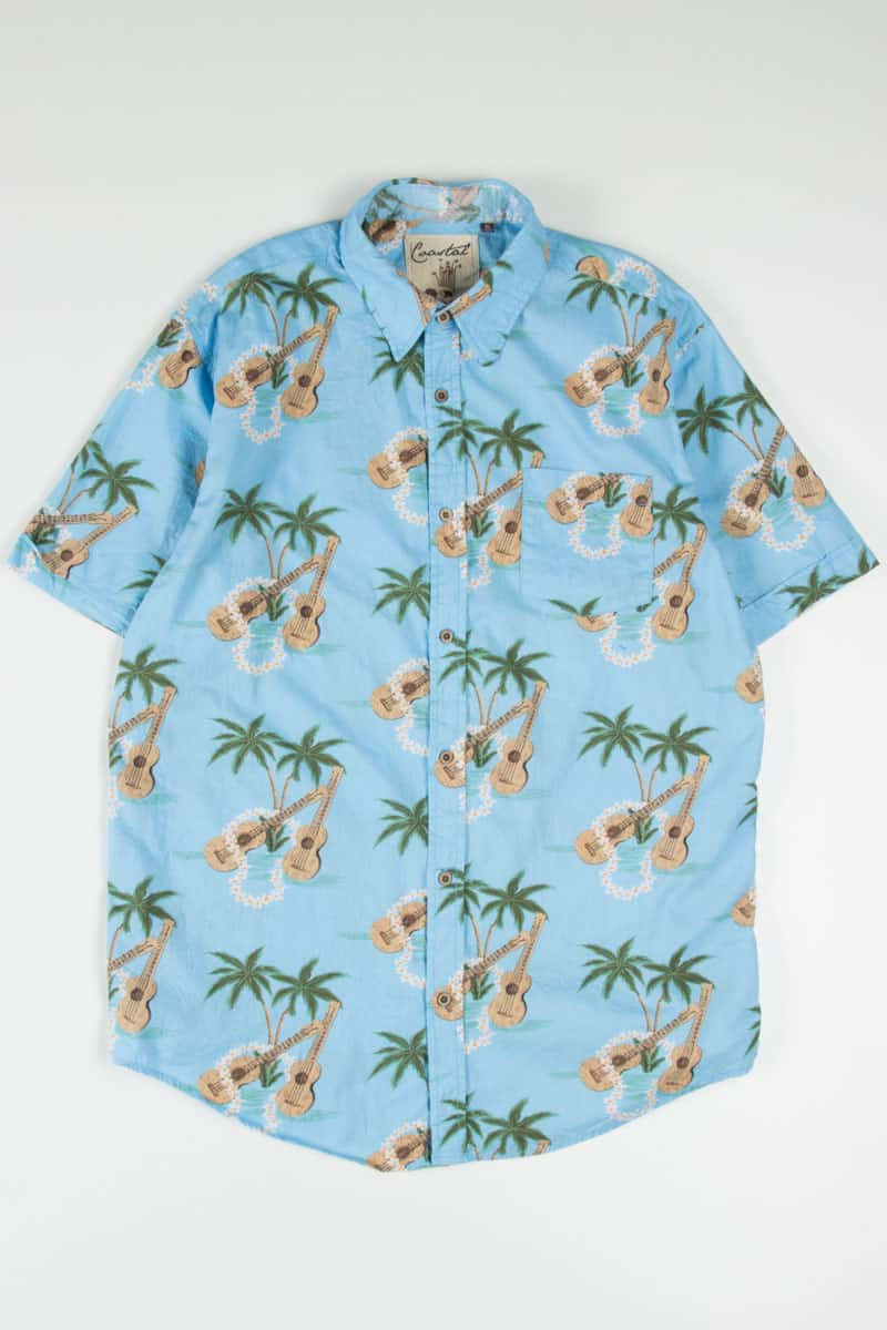 Blue Ukulele Hawaiian Button up Shirt