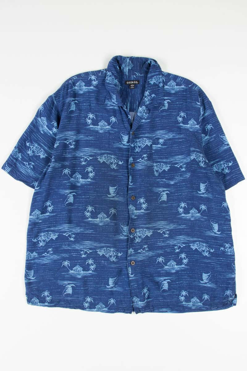 Blue Island & Sailboat Hawaiian Shirt
