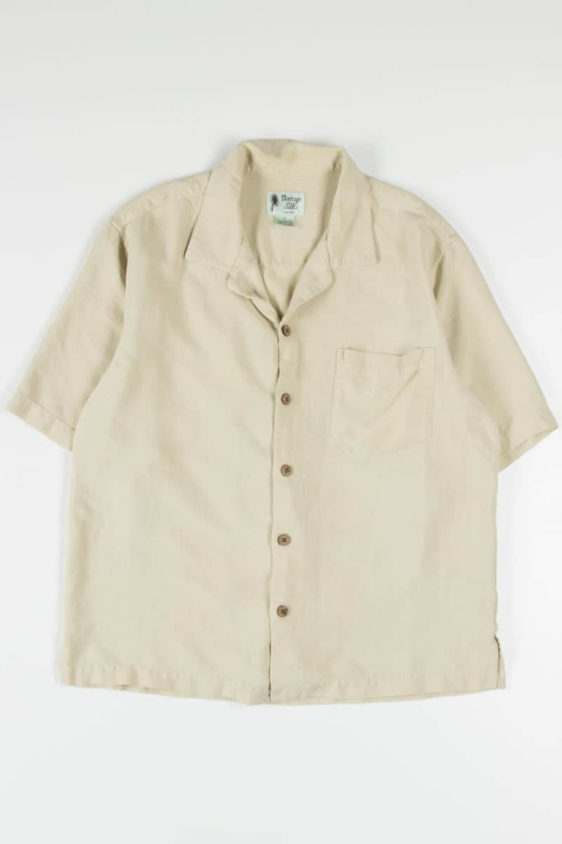 Beige Silk Camp Shirt