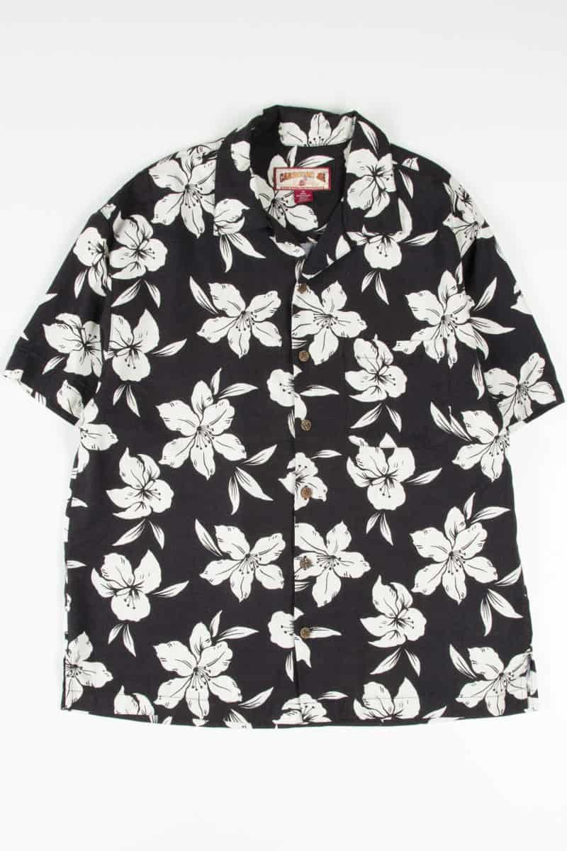 Black & White Floral Hawaiian Shirt