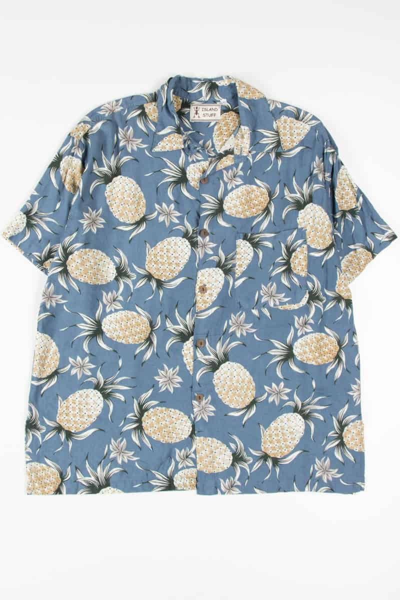 Dusty Blue Pineapple Hawaiian Shirt