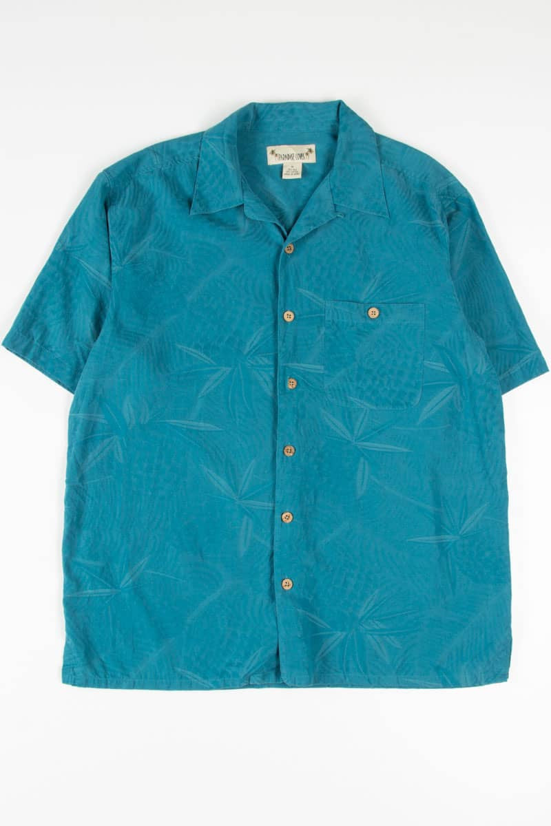 Teal Textured Palm Fronds Hawaiian Shirt