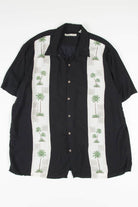 Black Palm Trees Bowling Stripes Hawaiian Shirt