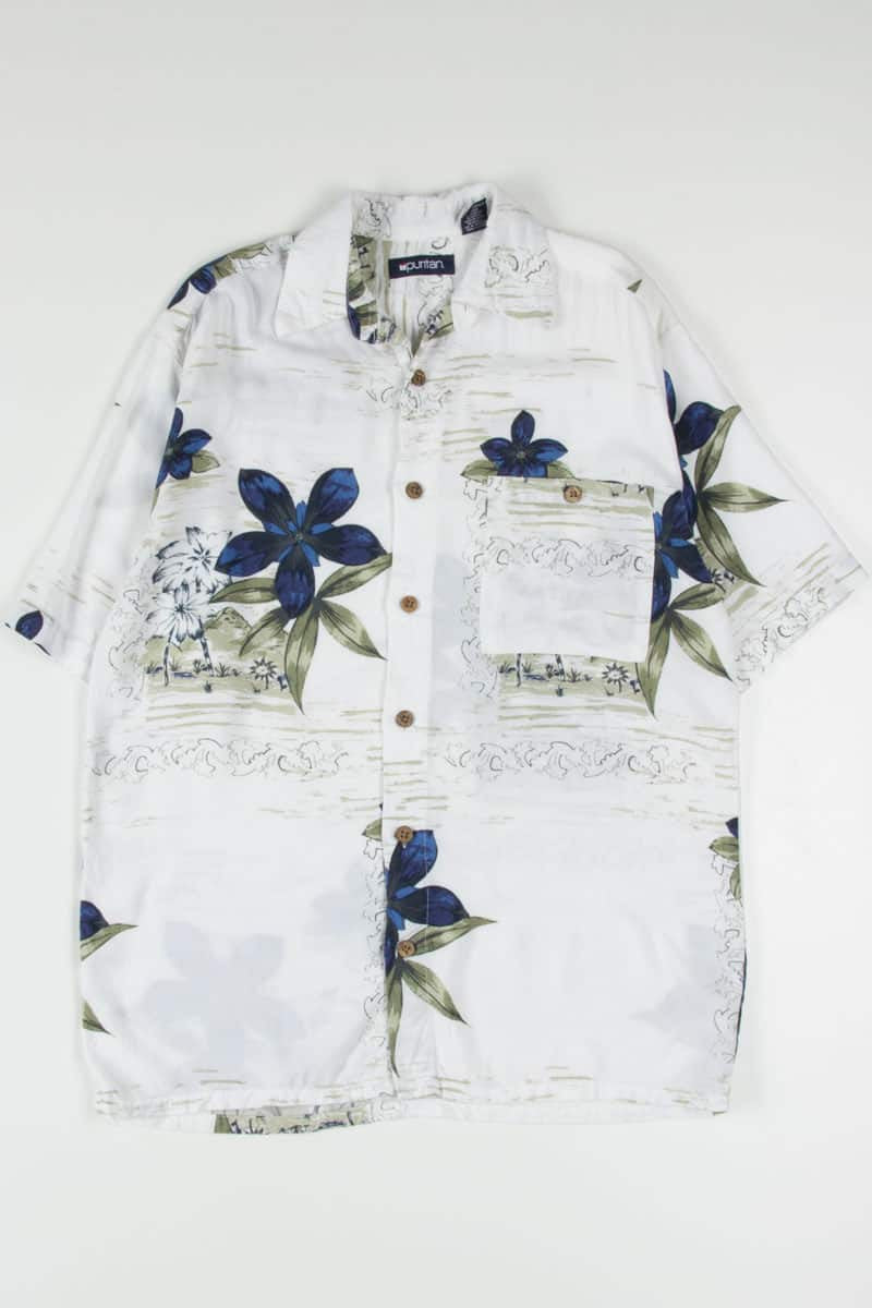 Floral Border Print Hawaiian Shirt