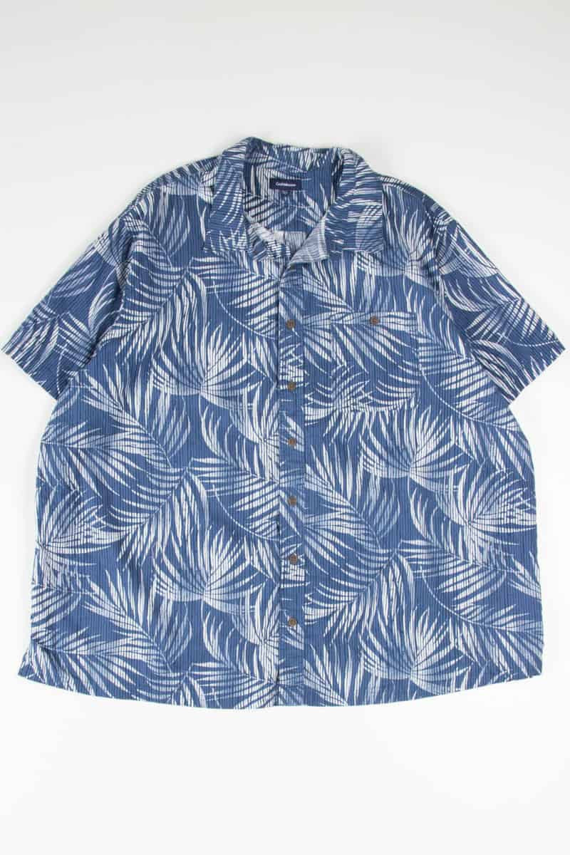 Blue Striped Palm Fronds Hawaiian Shirt