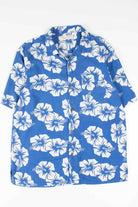 Blue & White Hibiscus Hawaiian Shirt