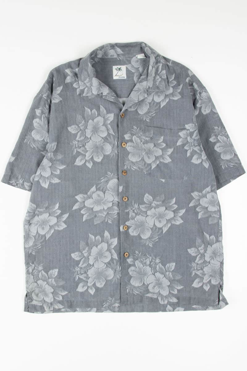 Grey Hibiscus Hawaiian Shirt