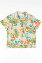 Women's Tan Floral Hawaiian Shirt