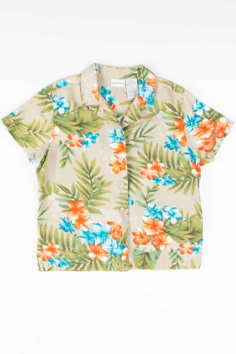 Women's Tan Floral Hawaiian Shirt