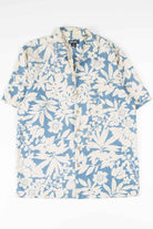 Blue & Cream Tropical Print Hawaiian Shirt